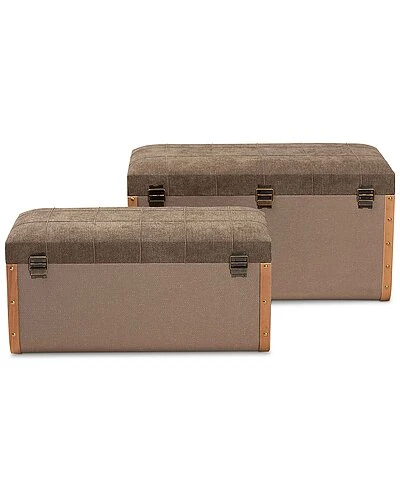 Baxton Studio Kala 2pc Storage Ottoman Trunk Set Home - Image 4