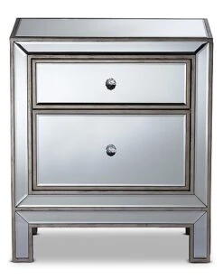 Baxton Studio Fadr1 Co Mirrored 2-Drawer Nightstand Home