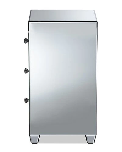 Baxton Studio Ralston Co Mirrored 3-Drawer Nightstand Home - Image 3