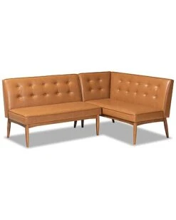 Baxton Studio Arvid 2pc Dining Corner Sofa Bench Home