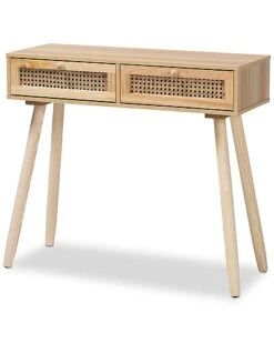 Baxton Studio Maclean Rattan 2-Drawer Console Table Home