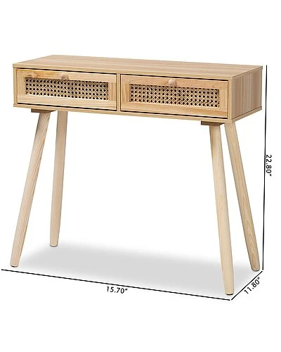 Baxton Studio Maclean Rattan 2-Drawer Console Table Home - Image 3