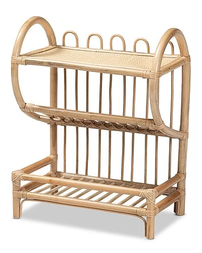 Baxton Studio Liora Rattan 2-Tier Display Shelf Home