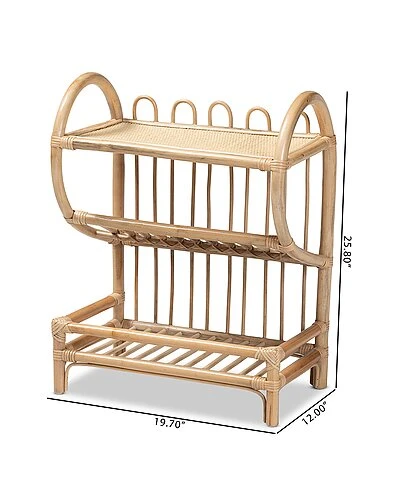 Baxton Studio Liora Rattan 2-Tier Display Shelf Home - Image 3
