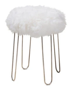 Baxton Studio Alura Sheepskin Ottoman Home