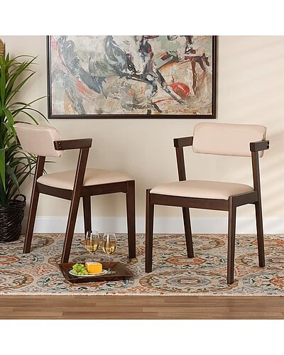 Baxton Studio Althea Mid-Century Modern Transitional 2Pc Dining Chair Set Home - Image 2