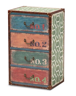 Baxton Studio Amandine Vintage Rustic Multicolor Finished Wood 4-Drawer Accent Storage Chest Home