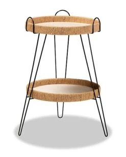 Baxton Studio Lorcan Mid-Century Modern End Table With Trays Home