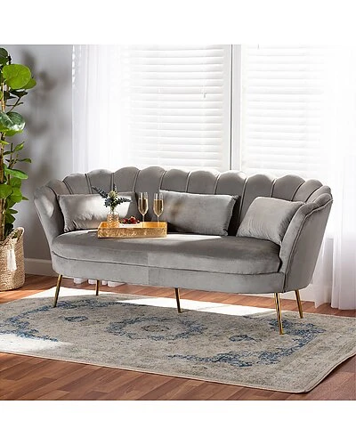 Baxton Studio Genia Velvet Fabric Sofa Home - Image 2