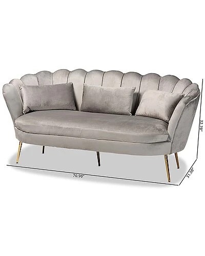 Baxton Studio Genia Velvet Fabric Sofa Home - Image 3