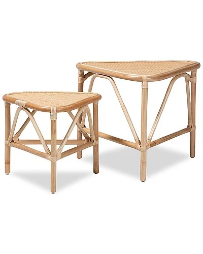 Baxton Studio Jayden Rattan 2pc End Table Set Home
