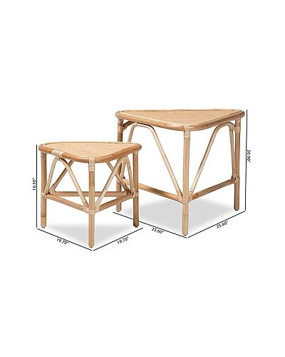 Baxton Studio Jayden Rattan 2pc End Table Set Home - Image 3
