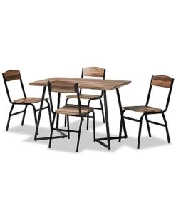 Baxton Studio Roana Wood 5pc Dining Set Home