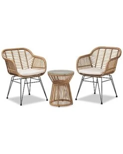 Baxton Studio Giorgia Upholstered A Faux Rattan 3pc Patio Set Home