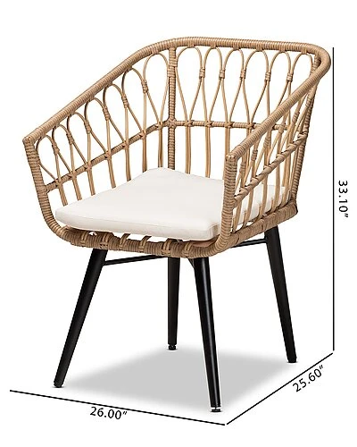 Baxton Studio Aimon Upholstered Faux Rattan 2pc Patio Chair Set Home - Image 3