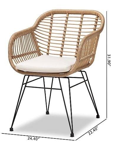 Baxton Studio Giorgia Upholstered Faux Rattan 2pc Patio Chair Set Home - Image 3