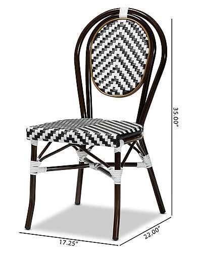 Baxton Studio Alaire Classic French Weaving And Metal 2pc Outdoor Dining Chair Set Home - Image 3