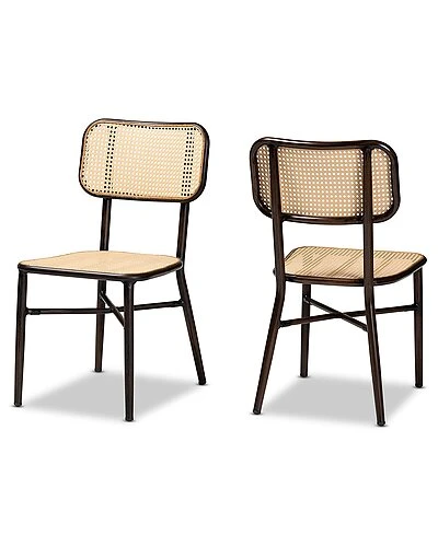 Baxton Studio Katina Metal And Synthetic Rattan 2pc Outdoor Dining Chair Set Home