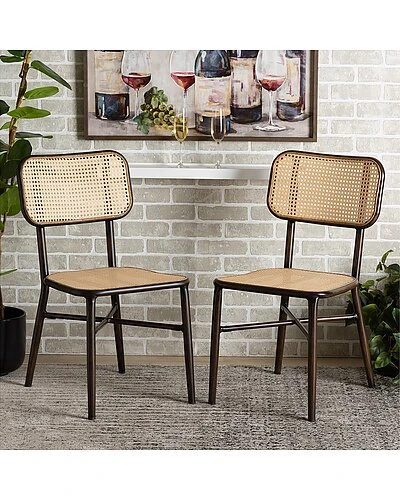 Baxton Studio Katina Metal And Synthetic Rattan 2pc Outdoor Dining Chair Set Home - Image 2