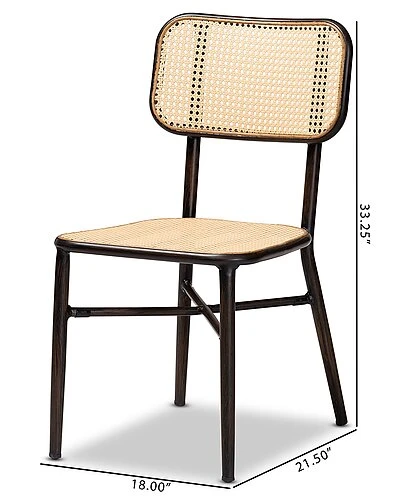 Baxton Studio Katina Metal And Synthetic Rattan 2pc Outdoor Dining Chair Set Home - Image 3