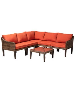 Baxton Studio Reida 6pc Woven Rattan Outdoor Patio Set Home