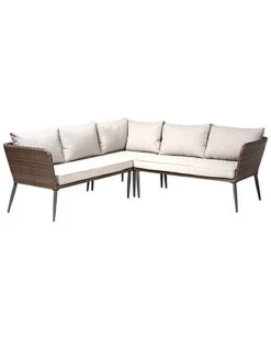 Baxton Studio Lillian 5pc Woven Rattan Outdoor Patio Set Home